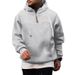 Men's Zip-Up Hooded Sweatshirt With Drawstring - Thickened Polyester Pullover For Casual & Sports (Black, White, Navy, Gray, Khaki, Burgundy)_voghion.com