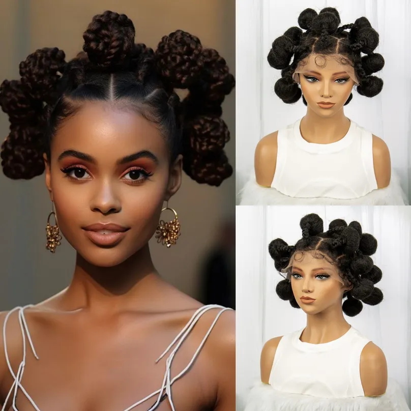 Short women's African wig artificial full lace wig baby hair woven handmade Locs wig_voghion.com
