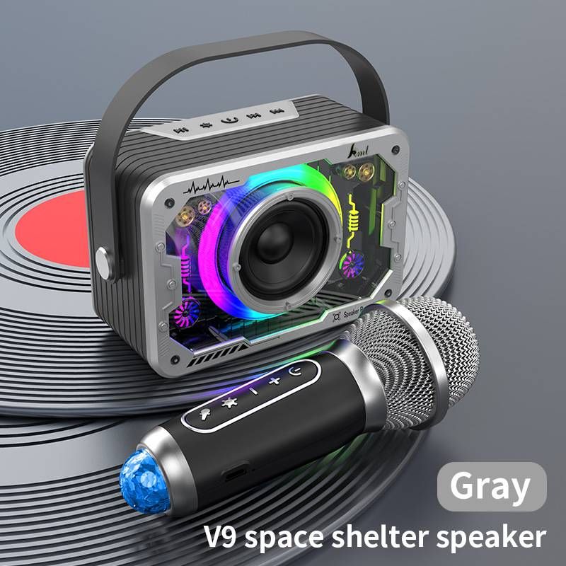 Mecha Bluetooth-Lautsprecher für den Heimgebrauch, kabellos, K-Song-Sound, Mikrofon, Gesang im Freien, kleines KTV-Set für die ganze Familie_voghion.com