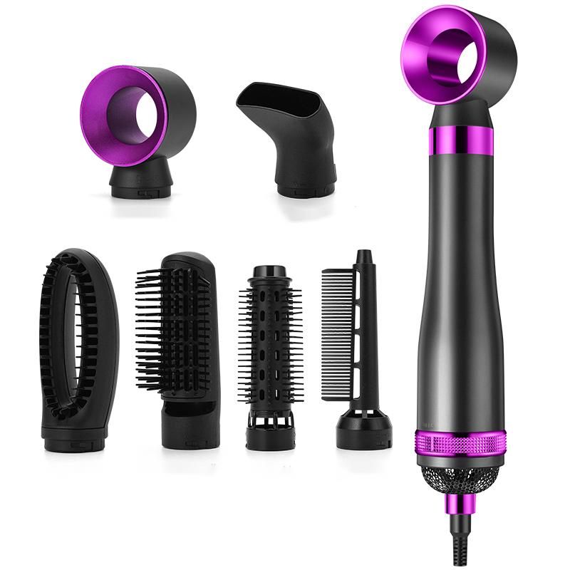 6 In 1 Hair Dryer Hot Air Comb Electric Curling Straight Hair Comb Negative Ion Hair Dryer One Step Brush_voghion.com