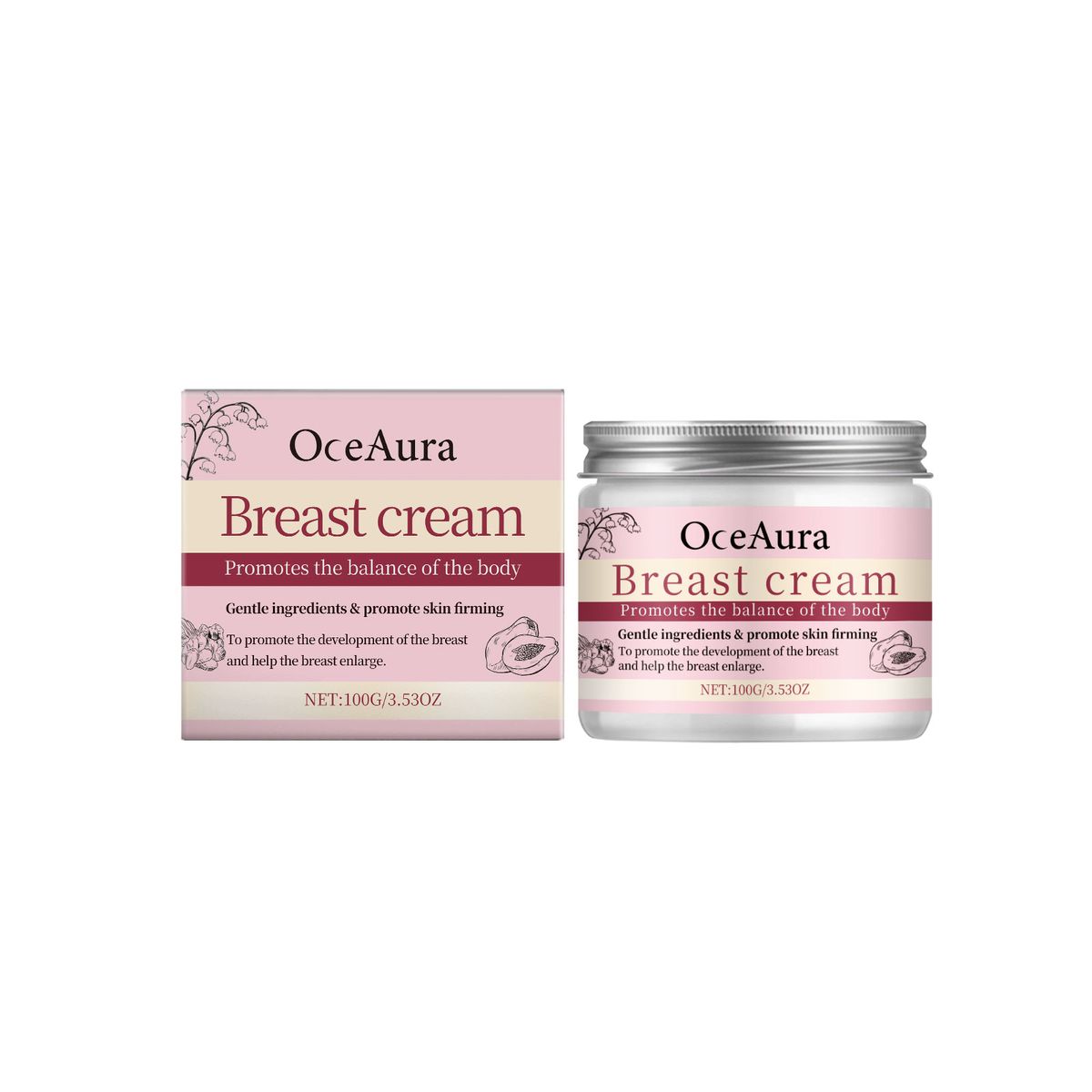 Crema rassodante al petto alla papaya - Formula idratante, rimpolpante e levigante per la cura quotidiana del massaggio al petto_voghion.com