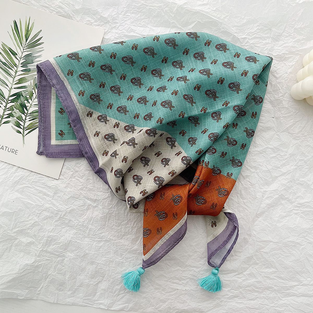 Sciarpa di seta con cinturino in stile coreano, nuova primavera, decorazione estiva per la spiaggia, in cotone e foulard per capelli_voghion.com