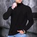 Autumn/Winter Men's Solid Color High-Neck Sweater European Size Fashion Twisted Cable-Knit Pullover Base Layer_voghion.com