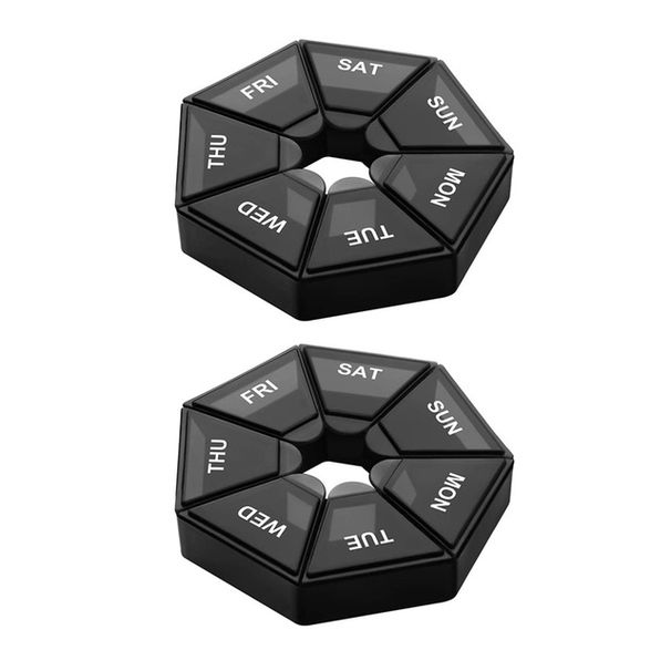 2 τεμάχια/σετ θήκης χαπιών πλαστική θήκη για χάπια 7 ημερών, φορητή θήκη αποθήκευσης για χάπια, διοργανωτής ταξιδιού, δοχείο διανομής χαπιών_voghion.com