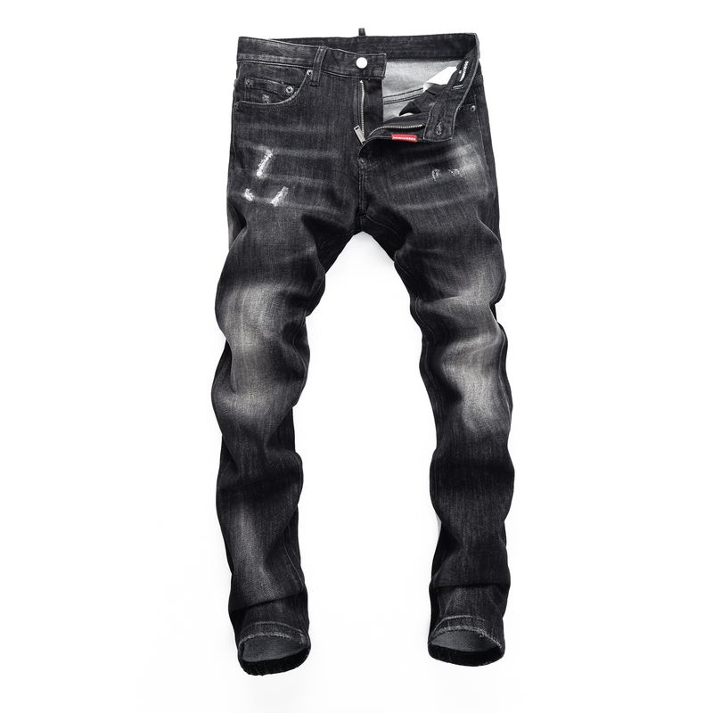 Geeignet für alle Jahreszeiten 2025 Frühling und Herbst Zerrissene Stretch-Washed College Student Slim Fit Nachtclub Mode Bedruckte D2 Herrenjeans_voghion.com