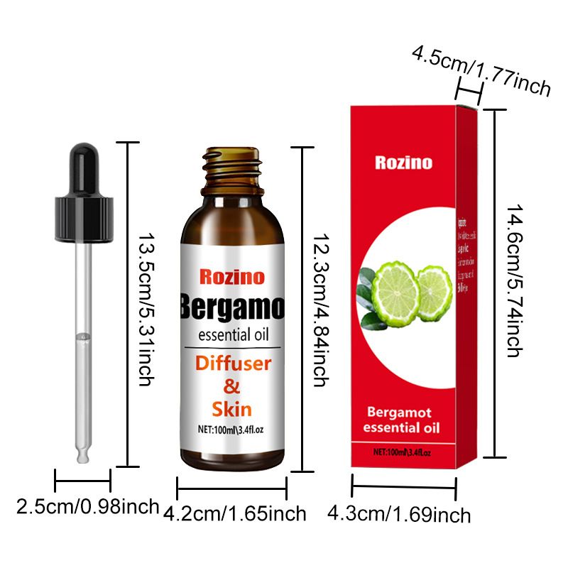 Bergamotka za nego telesa, masažo, vlaženje in nego kože. Naravno eterično olje rastlinske formule._voghion.com