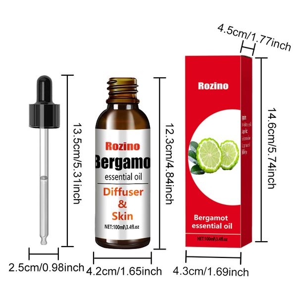 Bergamotka za nego telesa, masažo, vlaženje in nego kože. Naravno eterično olje rastlinske formule._voghion.com