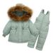 Completo invernale premium per neonati: giacca con cappuccio in morbida piuma d'anatra e salopette staccabile per bambini da 1 a 3 anni (80-100 cm, rosso)_voghion.com