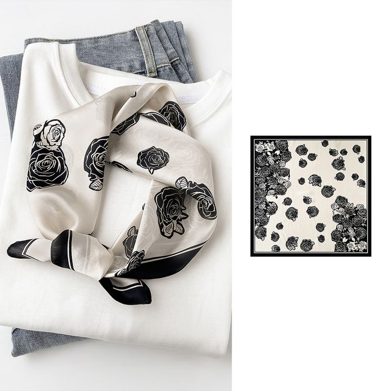 53 Small for Women's Chinese Style Printed Mulberry Square Luxury Silk Plain Crepe Satin Scarf_voghion.com