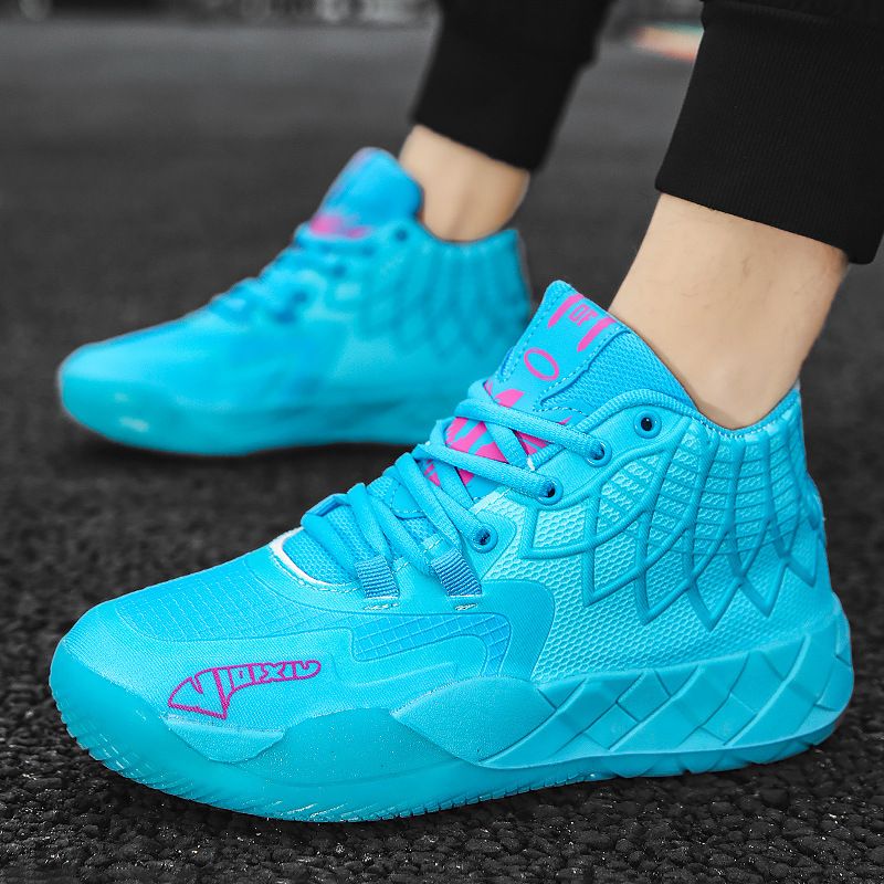 Chaussures de basket-ball solides mi-hautes en maille respirante pour hommes, nouvelles chaussures de printemps et d'été colorées_voghion.com