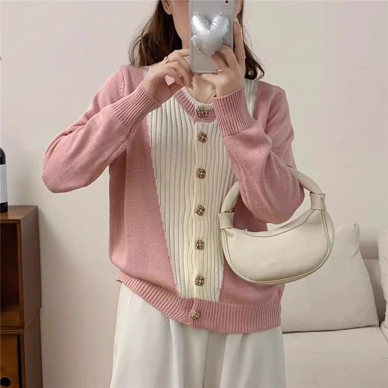Rundhals-Strickjacke für Damen, europäische Ware, Damenbekleidung für Frühling und Herbst, neuer kleiner Duft,_voghion.com