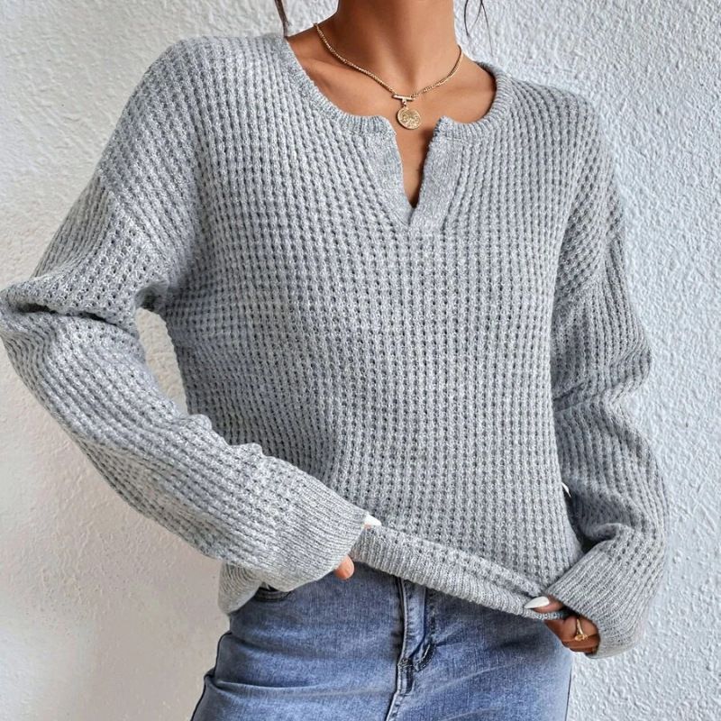 Maglione casual da donna primaverile e autunnale in tinta unita, maglione allentato a maniche lunghe per donna_voghion.com