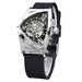 DUNCOUGAR Fashion Triangle Skeleton Dial Automatic Watch Black Silver Silicone Strap Mechanical Wristwatch Top Brand Men's Clock_voghion.com