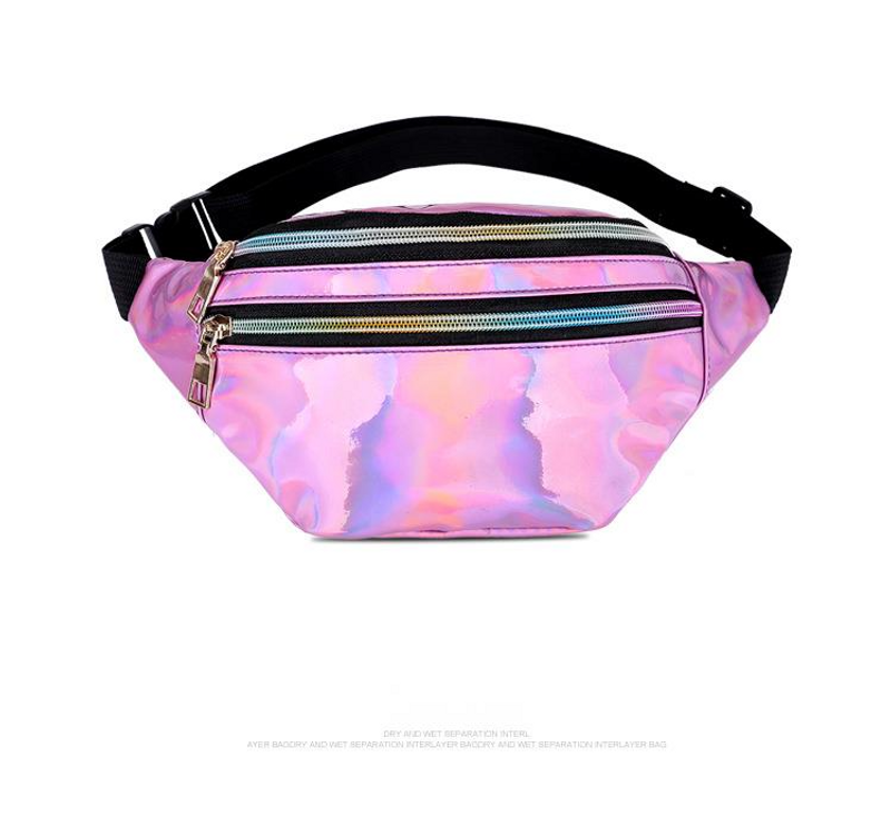 New laser waist bag ladies bright face PU waist bag multi-functional color one-shoulder oblique bag_voghion.com