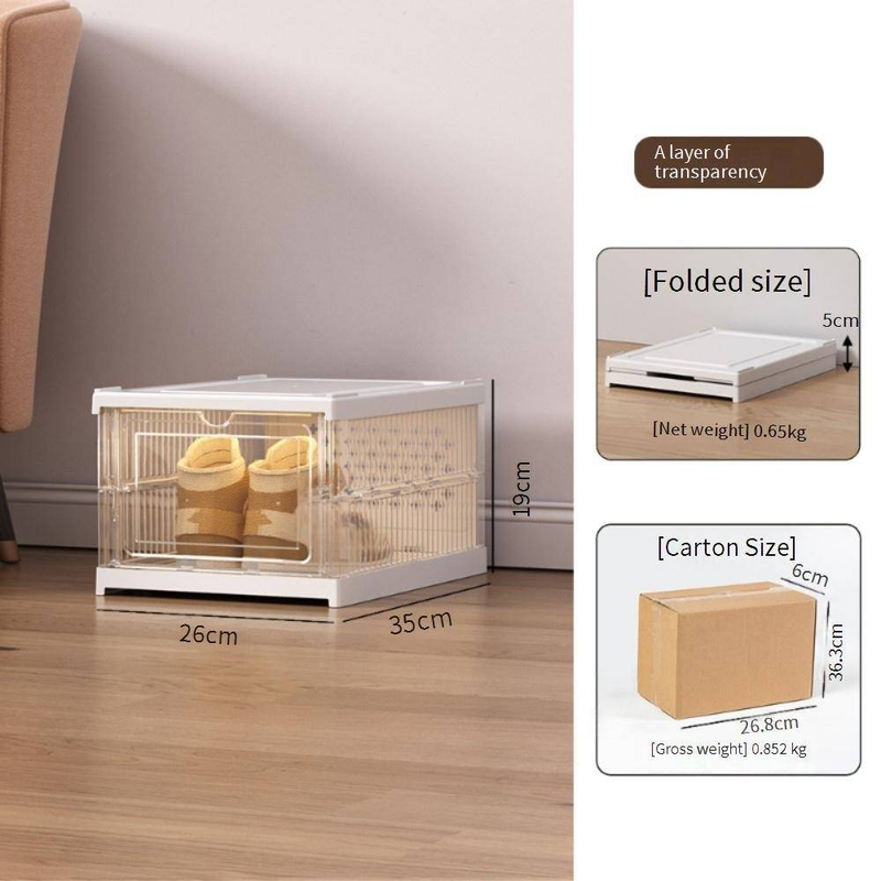 Shoe Cabinet Free Installation And Folding Transparent Folding Shoe Rack Plastic Shoe Box Storage Shoe Space Saving Storage Box Cross Border Factory_voghion.com