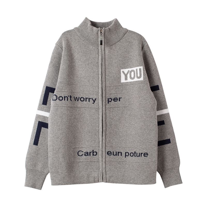 Fleece Boys' Coat Winter Stand Collar Academy Children's Sweater Thickened Boys' Zip-up Cardigan_voghion.com