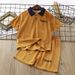 Mother & Kids Children's Waffle Casual Short Sleeved Shirt Suit_voghion.com