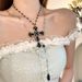 Gothpunk Style Dark Sweet Cool Babes Double Cross Necklace Niche Design Subculture Multi-layer Collarbone Chain_voghion.com