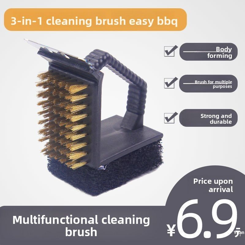 Right Angle Multifunctional Cleaning Household Rust Removal BBQ Grill Accessories Tool Brush_voghion.com