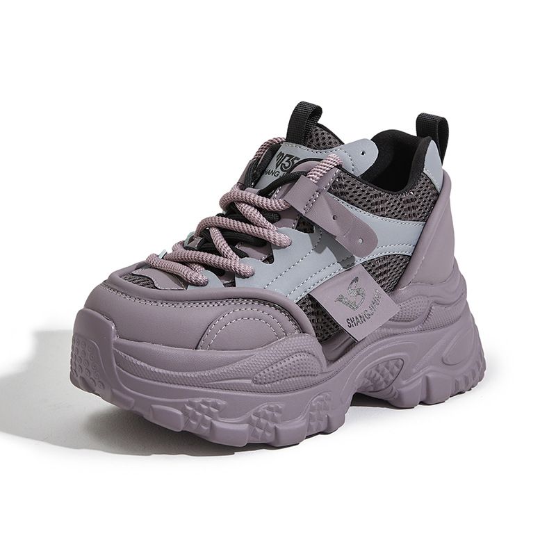 Scarpe da papà con suola spessa per donna nella primavera del 2024, basse e con aumento di altezza, versatili, stile casual._voghion.com