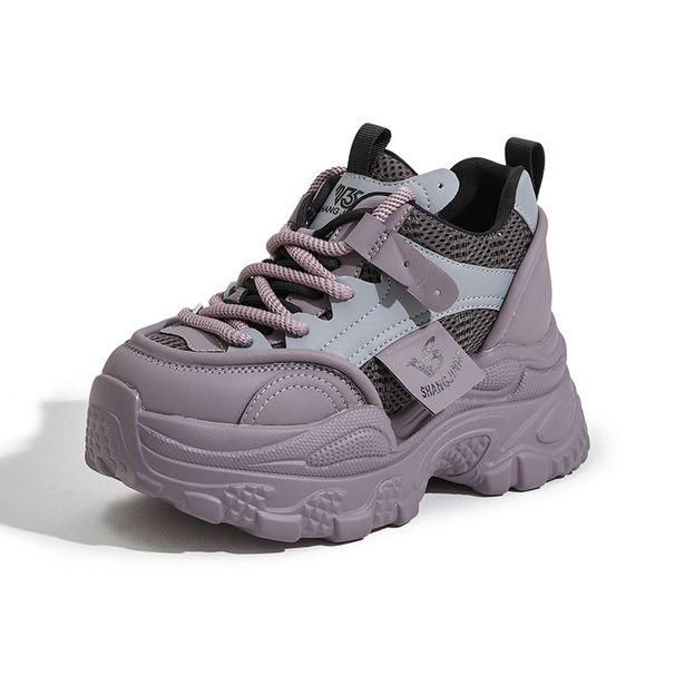 Scarpe da papà con suola spessa per donna nella primavera del 2024, basse e con aumento di altezza, versatili, stile casual._voghion.com