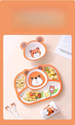 Set di piatti per bambini in cartone animato, per studenti, neonati, per la casa, ciotola, cucchiaio, per imparare a mangiare, anticaduta, in bambù ecologico_voghion.com