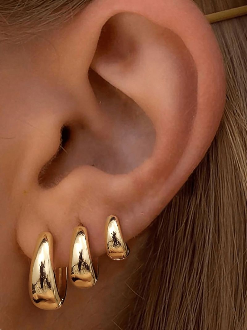 Fashion Copper Earrings Elegant Exquisite Three-Piece Set Personality Versatile Jewelry For Women High-End Sense Hoops_voghion.com