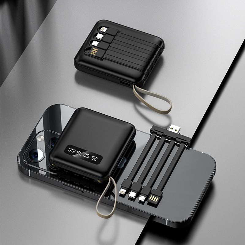 Mini, compatto, grande capacità, power bank integrato a 4 fili, ricarica rapida da 20000 mAh, display digitale, power bank mobile condiviso da 10 W._voghion.com