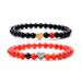Stainless Steel Peach Heart Bracelet - Red Agate Couple Set, Matching Beaded Jewelry For Men & Women_voghion.com