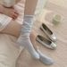 Ballet Style Bow JK Lolita Women's Knee High White Summer Non-Slip Calf Hair Seamless Socks_voghion.com