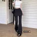 Black High-Waisted Summer Casual Women, Designed For A Slimming Effect, Loose Fit, Long Flared Pants, Bootcut Pants_voghion.com