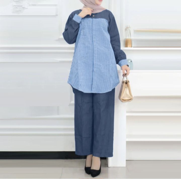 Completo da donna in due pezzi, in cotone e lino, tinta unita, con cardigan a maniche lunghe, camicia e pantaloni_voghion.com