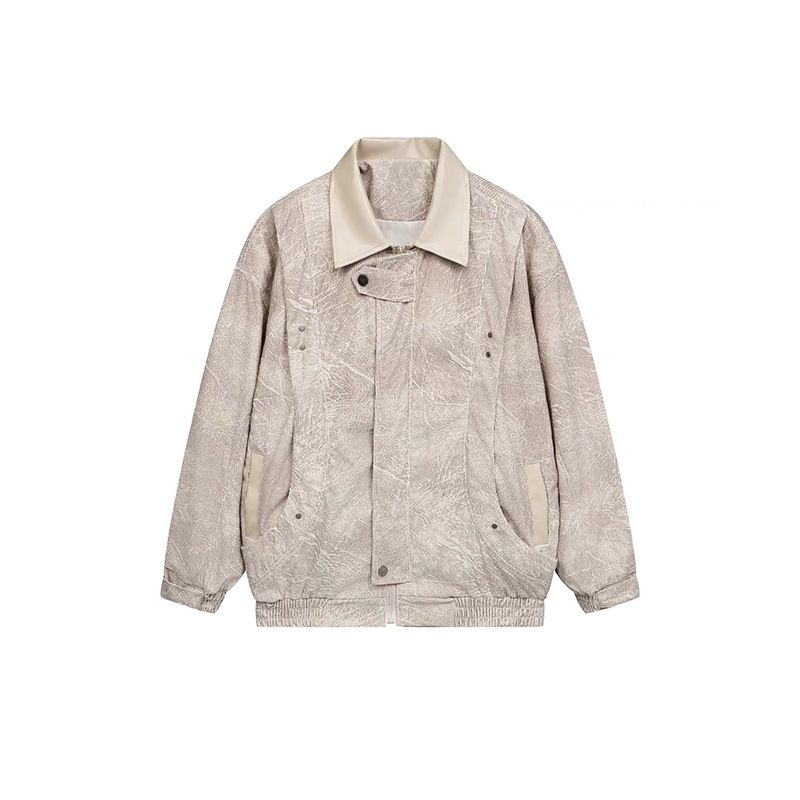 Herrenbekleidung Cord Retro Pu Leder Revers Jacke Für Männer Und Frauen Street Vintage Lose Casual Kontrast Farbe Paar Jacke_voghion.com