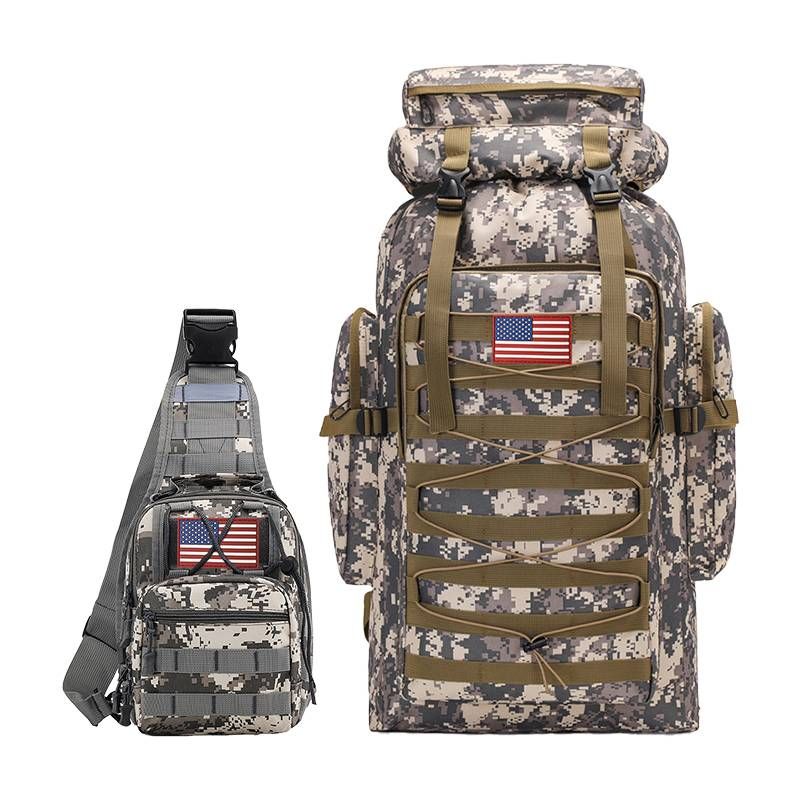 Tactical Backpack Large Capacity Hiking Bag Travel Bag With Small Tactical Sling Bag Daypack_voghion.com