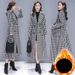 Women's Clothing Plaid Woolen Coat Plaid Wool Blend Coat - Longline Slim Fit Houndstooth Trench Coat For Autumn Winter, Elegant & Stylish Outerwear_voghion.com