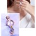 Women's Elegant Amethyst Crystal Quartz Watch With Rose Gold Accents, Slim Rectangular Dial, 30M Water Resistant Violet Crystal Ladies Bracelet Watch_voghion.com