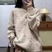 girl 2023 New High-End Round Neck Autumn Winter Women's 100% Wool Loose Lazy Top Thickened Warm Base Sweater_voghion.com