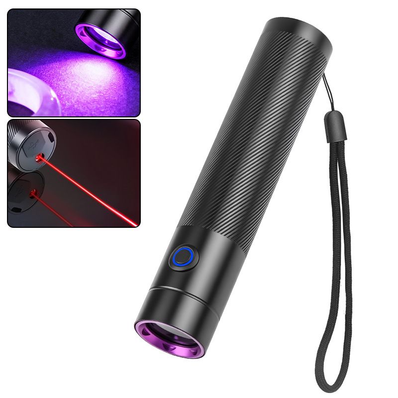 Torcia UV365 a luce nera con laser rosso: strumento di rilevamento multiuso per macchie di animali domestici, banconote false, oggetti d'antiquariato e sicurezza_voghion.com