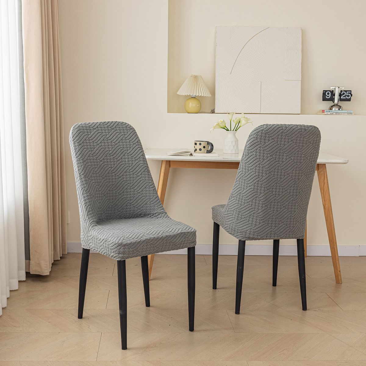 Coprisedia moderno e minimalista in poliestere - Coprisedia quadrato elasticizzato per sedie con schienale arrotondato (disponibili diversi colori)_voghion.com