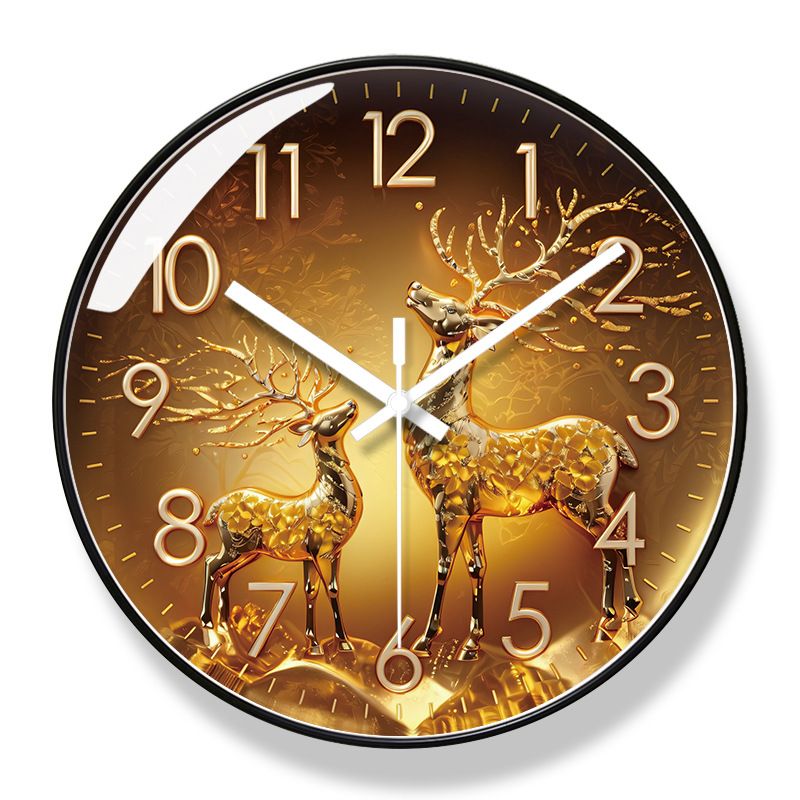 Yipula 7148 Elk Light Luxury Fashion European Creative Living Room Silent Wall Home Quartz Clock_voghion.com