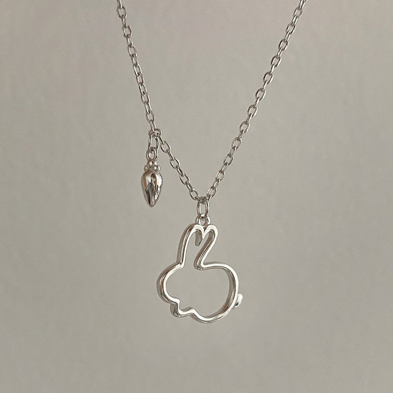Sier Gold VENUS Collana con ciondolo a forma di coniglio carino di colore per le donne, ragazza, regalo per feste, gioielli di semplicità scavati_voghion.com