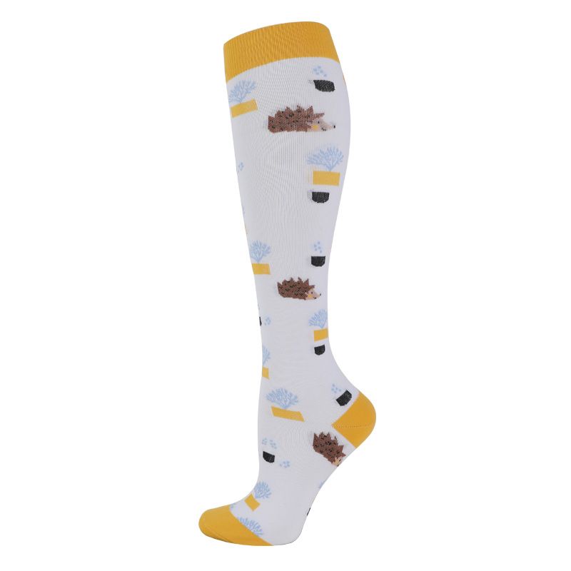 ulkourheilukompressiosukat miehille ja naisille värikkäät juoksukuminauhat pohkeet pitkät sukat pyöräilypainesukat_voghion.com