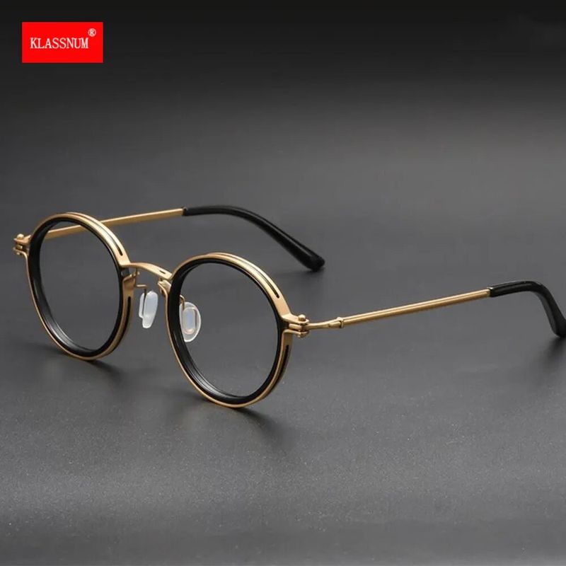 Round Frame Magnifying Clear Lens Anti Blue Light Men Women Metal Reading Glasses New_voghion.com