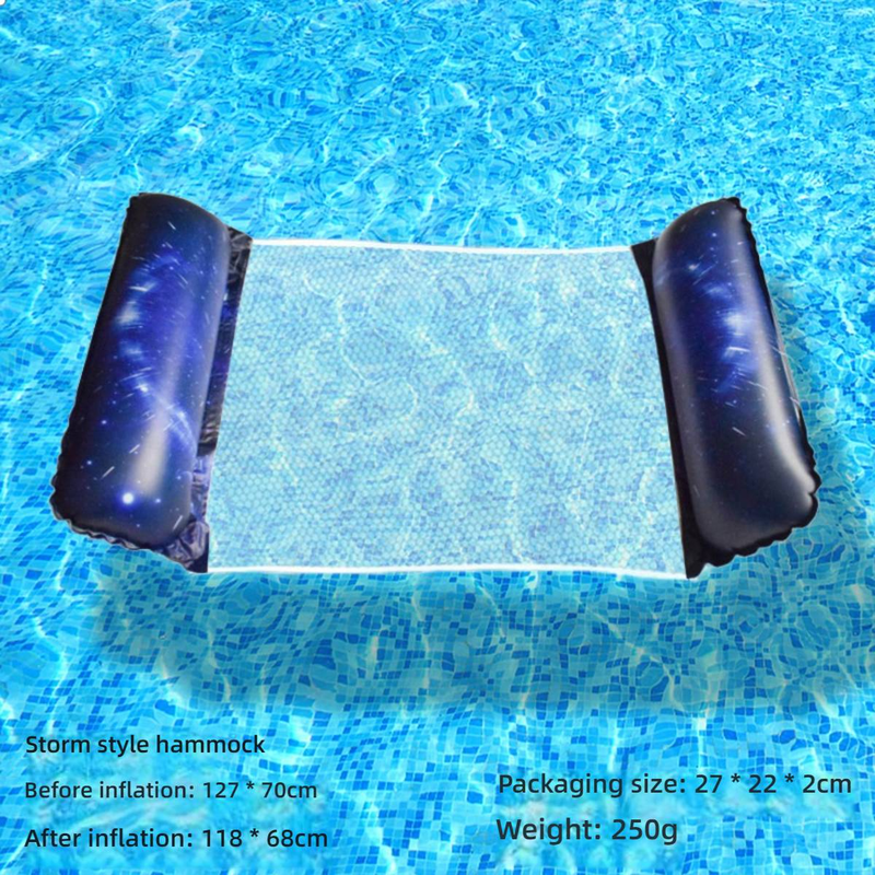 Chaise longue gonflable flottante - Dossier pliable avec filet pour piscine, lac et plage_voghion.com