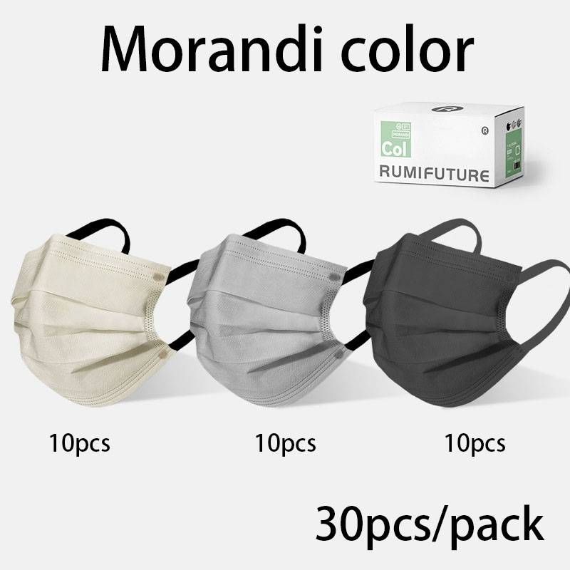 Morandi Color Disposable Mask With Independent Packaging, Dust-proof And Breathable Three-layer Protection, Adult Flat Mask_voghion.com