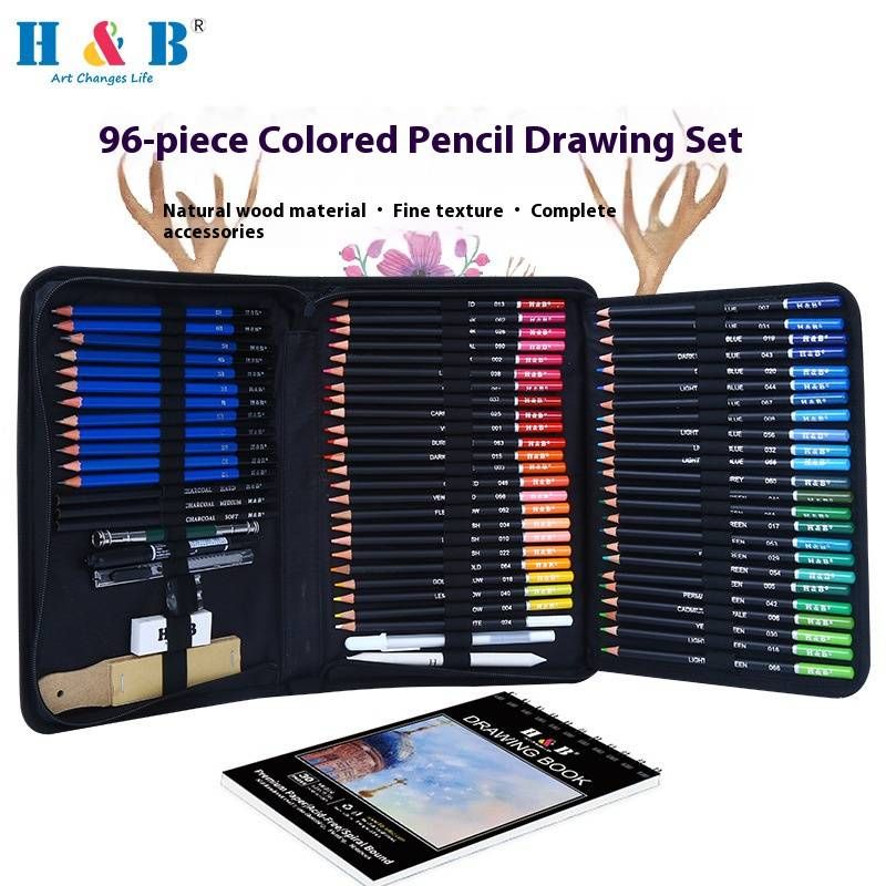 H&B 96-Piece Oil-Based Colored Pencil Set For Sketching & Drawing – Premium Art Supplies For Beginners & Professionals​_voghion.com