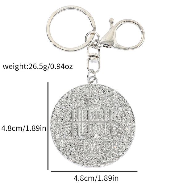 Porte-clés rond avec pendentif en forme de lettre « Stay Strong » - Style hip-hop tendance_voghion.com