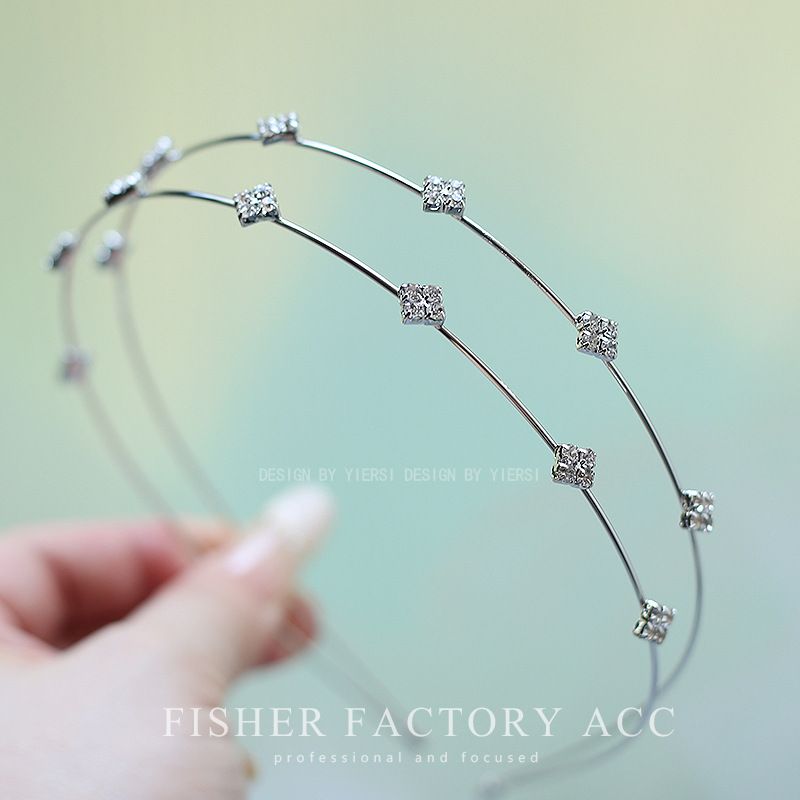 Fascia per capelli estiva a doppio strato con catena a rombo e strass, versatile, per esterni, in tessuto floreale, con fermaglio per capelli_voghion.com