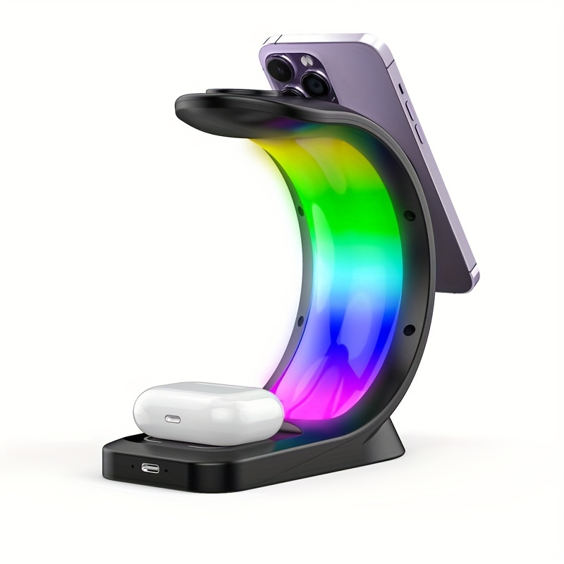 1pc Wireless Charging Station - 3 In 1 Wireless Charger Stand Dock Watch And Phone Charger Station For IWatch 8/7/SE/6/5/4/3/2, IPhone 14 13 12 Pro M_voghion.com