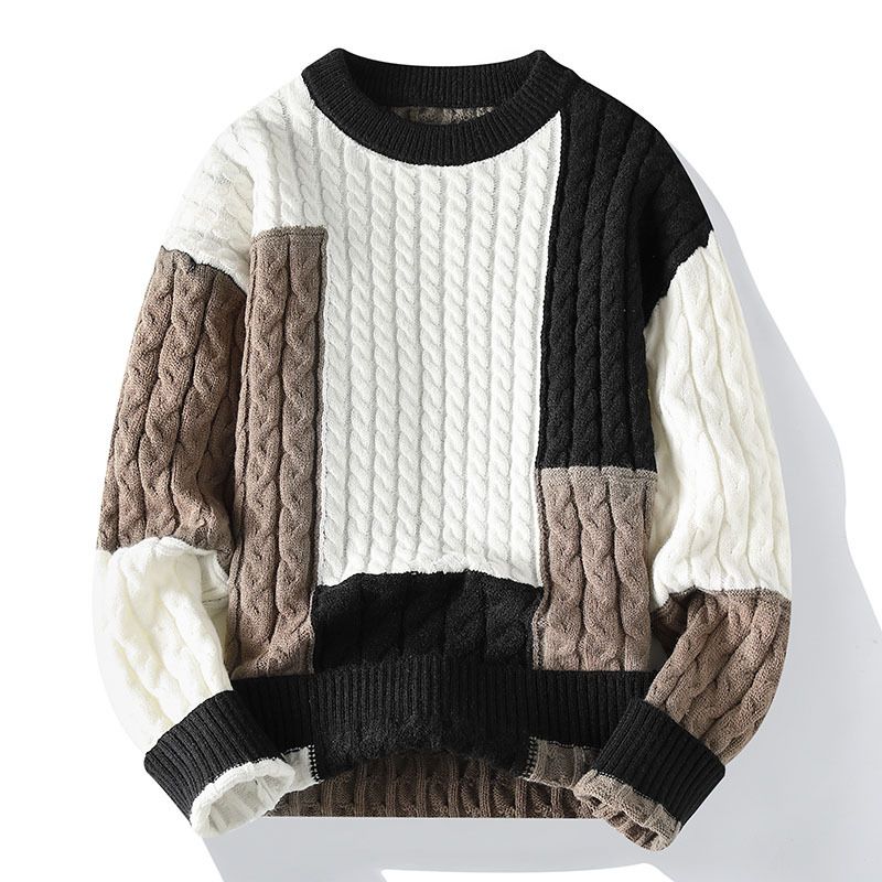 Lässiger Strickpullover für Herren, halbrollkragen, lockere Passform, weich, atmungsaktiv, warm, bequem, modisch_voghion.com